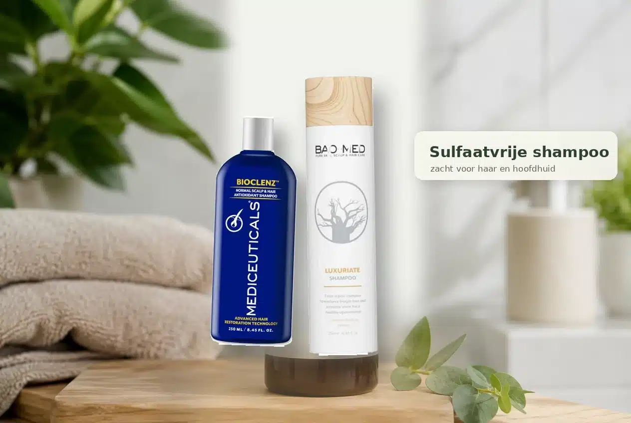 sulfaatvrije shampoo fles met label