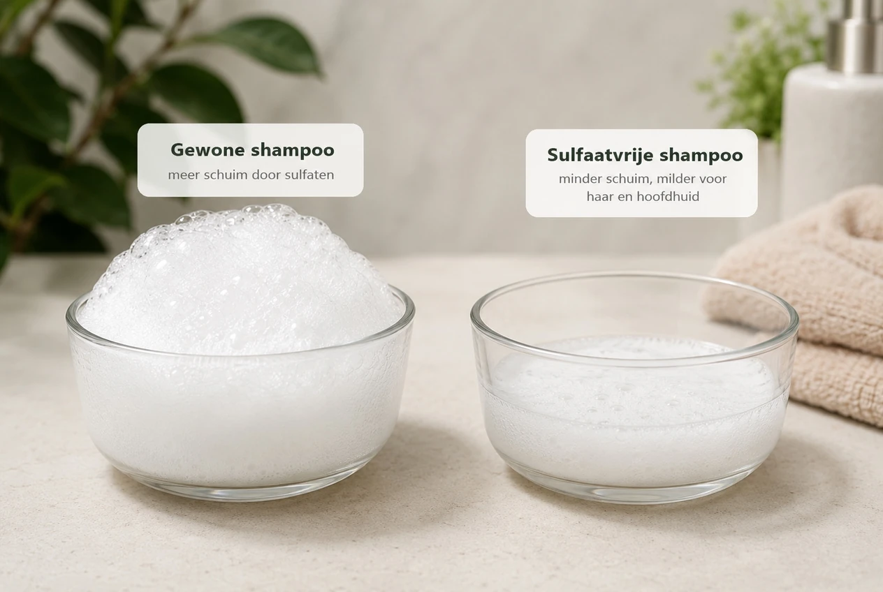 sulfaatvrije shampoo schuimt minder dan gewone shampoo