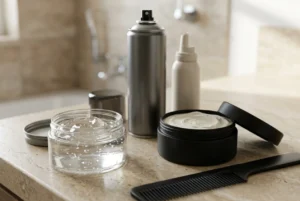 Haargel, wax en haarspray voor haarstyling na een haartransplantatie.