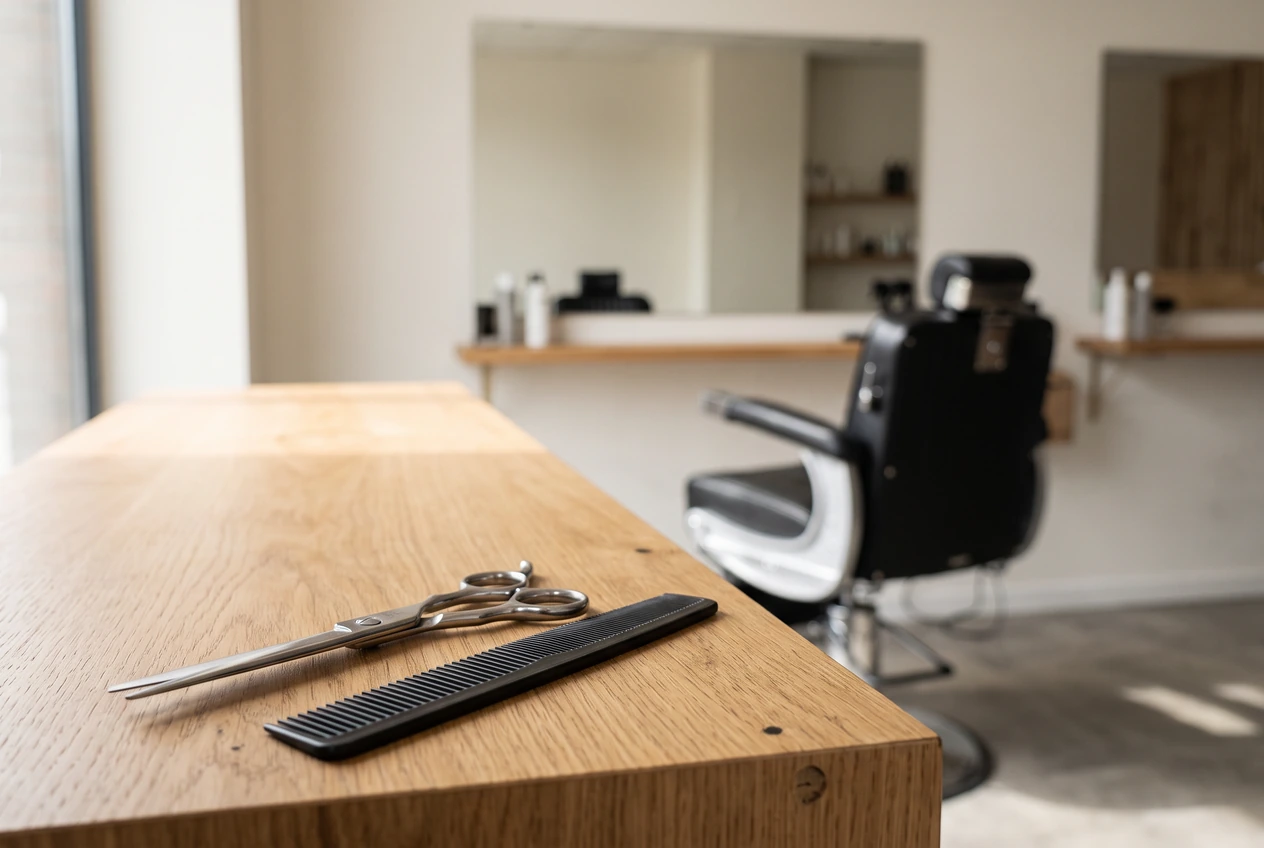 Kapper na haartransplantatie: knippen met de schaar naast het behandelde gebied.