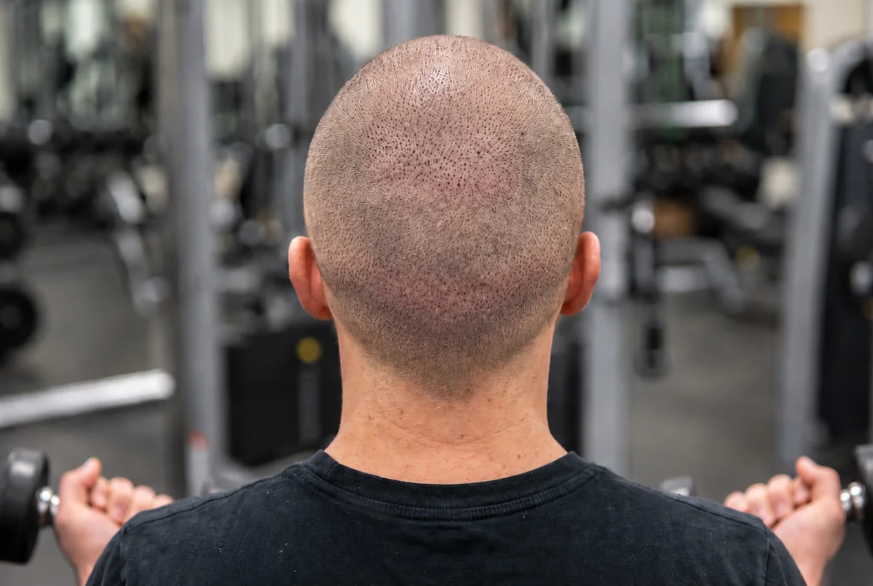 Trainen met lichte gewichten vanaf dag tien na een haartransplantatie.